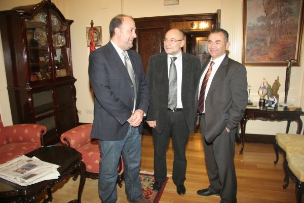 Alexandre Sánchez Vidal, Francisco Rodríguez y Enrique Nóvoa,  durante la junta de portavoces que mantuvieron ayer.
