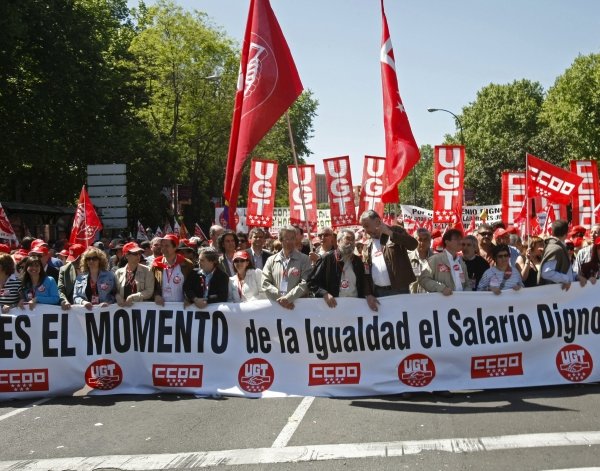 La manifestación del Primero de Mayo se ha celebrado bajo el lema, 'Es el momento de la igualdad, el salario digno y la inversión productiva'.