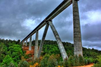Obras del AVE en el trazado de Ourense a Santiago, el más adelantado del acceso a Galicia.