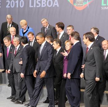 Los líderes aliados, segundos después de posar para la foto de familia.