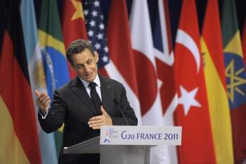 El presidente francés, Nicolas Sarkozy, presenta las conclusiones de la cumbre de Cannes. (Foto: VINCENT DEMOURETTE)