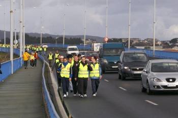 Los delegados sindicales del naval de Ferrolterra, camino de A Coruña. 