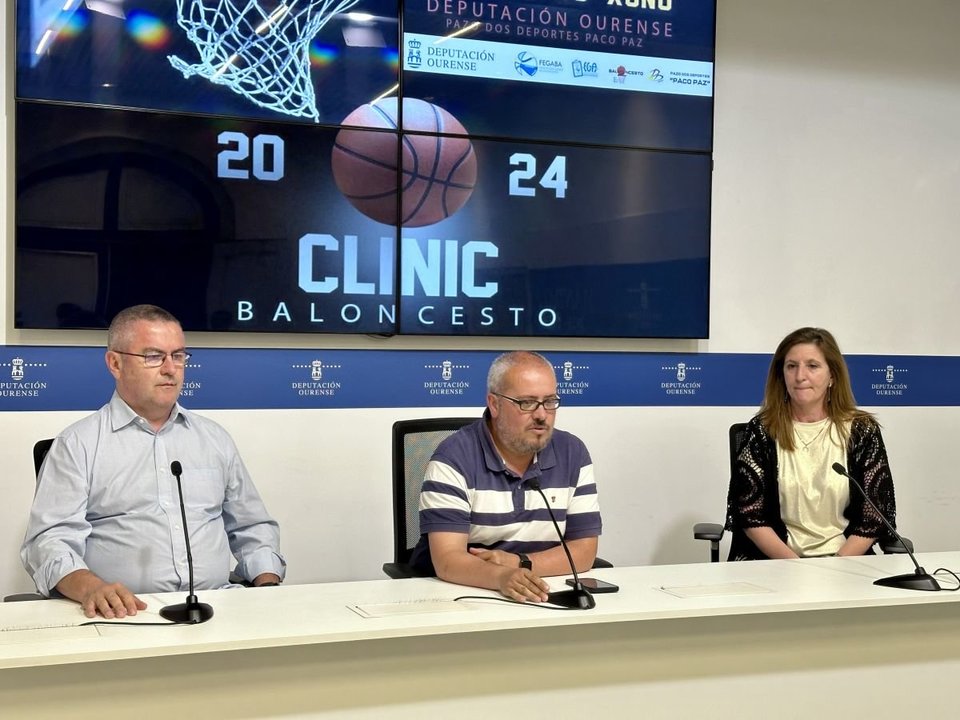 Colinas, Fernández y Varela, durante la presentación oficial del Clínic Deputación de Ourense.