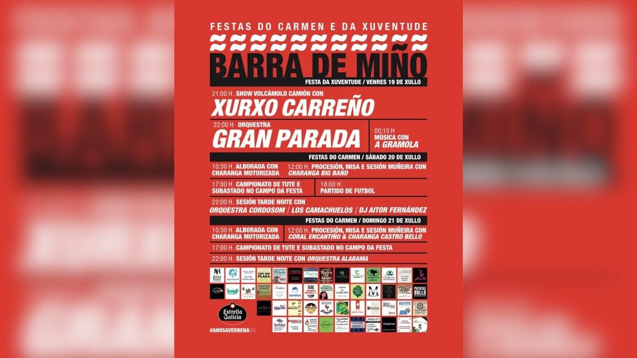 Cartel Barra de Miño Festas do Carme 2024.