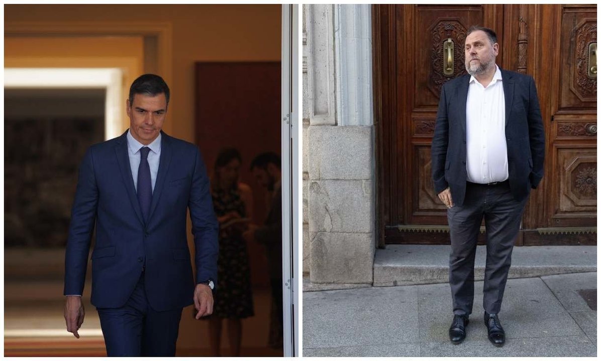 Pedro Sánchez y Oriol Junqueras (Foto: Europa Press).
